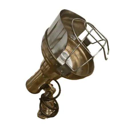 Vintage Caged Brass And Aluminum Spotlight Light 00