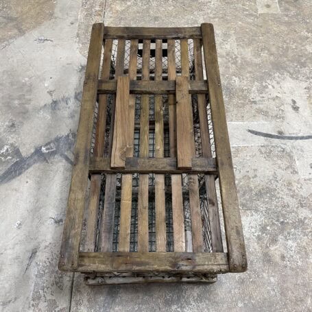Vintage Lobster Trap Wood Cage 07 bottom side of the Vintage Lobster Trap Wood Cage