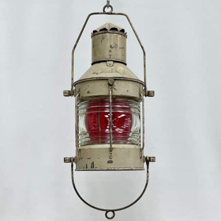Vintage NMV Galvanized Steel Oil Lantern - Removable Red Insert Vintage NMV Galvanized Steel Oil Lantern - Removable Red Insert