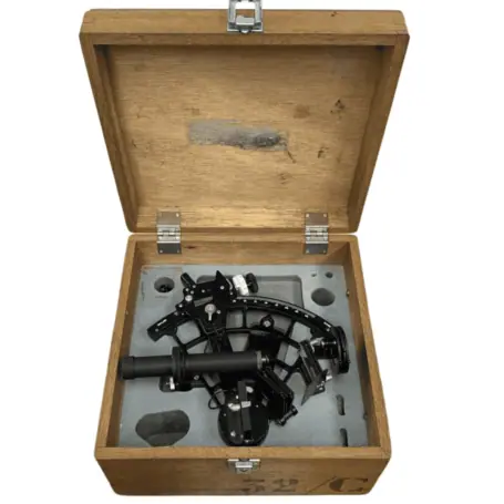 Vintage Neptune Sextant In Carrying Box No Background