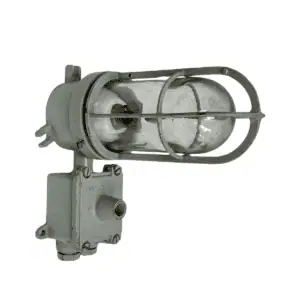 Vintage Painted Grey Brass Bulkhead Light – main view on white background