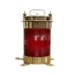 Vintage Red Lens Brass Forcato-Verona Electric Ship Lamp - Port - No Background