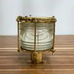 Post Mounted View of Polished Brass Ceiling Light