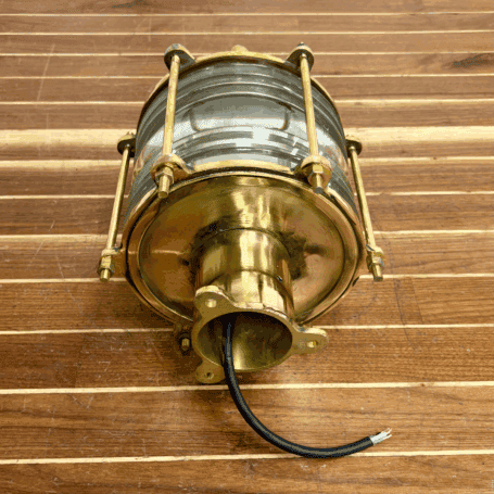 Authentic Nautical Brass Ceiling Light With Fresnel Lens (14) Bottom View of Brass Ceiling Light with Fresnel Lens