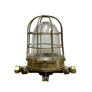 Vintage Weather Tight Cast Brass Nautical Post Light No Background