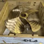 5 foot bronze ship propeller in shipping crate