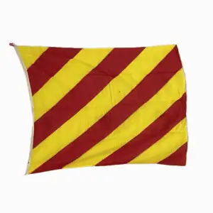 large letter y signal flag with red and yellow stripes displayed horizontally