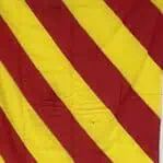 close-up of letter y signal flag showing wear and detail on fabric