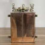 Copper and brass running light rear view showing copper housing