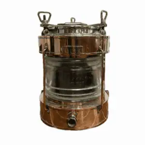 Brass mounting hardware on salvaged marine light