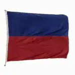 Nautical signal flag echo with red and blue horizontal bands, salvaged and unwashed