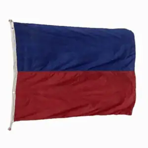 Nautical signal flag echo with red and blue horizontal bands, salvaged and unwashed