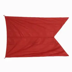 Letter B signal flag displayed horizontally, red swallowtail maritime flag