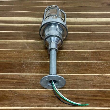 Polished Aluminum Caged Ceiling Light - Clear Globe (2) wiring