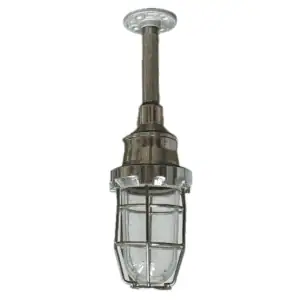 White Background: Short Aluminum Pendant Light with Clear Globe