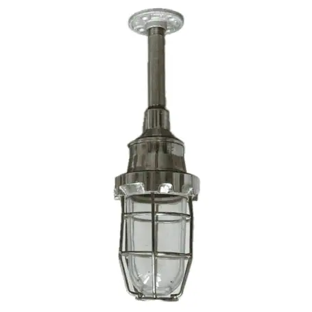 White Background: Short Aluminum Pendant Light with Clear Globe