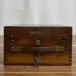 Front view of Cassens & Plath sextant case with leather handle and plaque