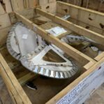 5 foot bronze ship propeller close up in crate