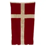 red maritime flag with vertical cream-colored cross