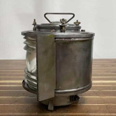 Vintage Galvanized 225 Degree Running Light 06 Opposite side view of vintage galvanized 225 degree running light and steel casing