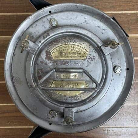 Vintage Galvanized 225 Degree Running Light 08 Top view of vintage galvanized 225 degree running light with GDR manufacturer plate