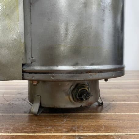 Vintage Galvanized 225 Degree Running Light 11 Wiring close-up showing conduit entry and corrosion on salvaged marine lantern
