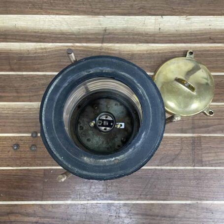 Brass Post Mounted Light With Clear Glass 01 inside