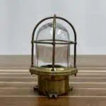 Vintage Caged Brass Nautical Ceiling Light - One Conduit
