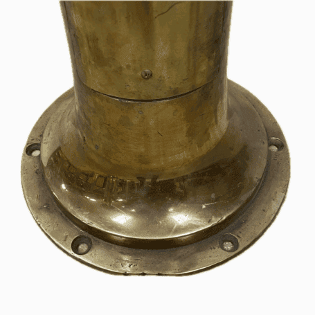 Salvaged Vintage Engine Telegraph - Double Sided, Brass, Norway Base of vintage engine telegraph showing brass mounting flange