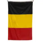 Vertical view of Belgium flag with black, yellow, and red stripes