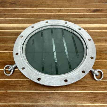 Porthole Mirror - Ship Salvaged Nautical Decor - Two Dogs, 21.25" back side