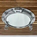 Porthole Mirror - Ship Salvaged Nautical Decor - Two Dogs, 21.25"