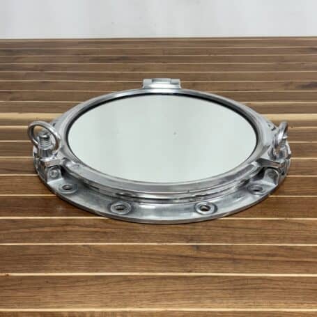 Porthole Mirror - Ship Salvaged Nautical Decor - Two Dogs, 21.25" bottom view