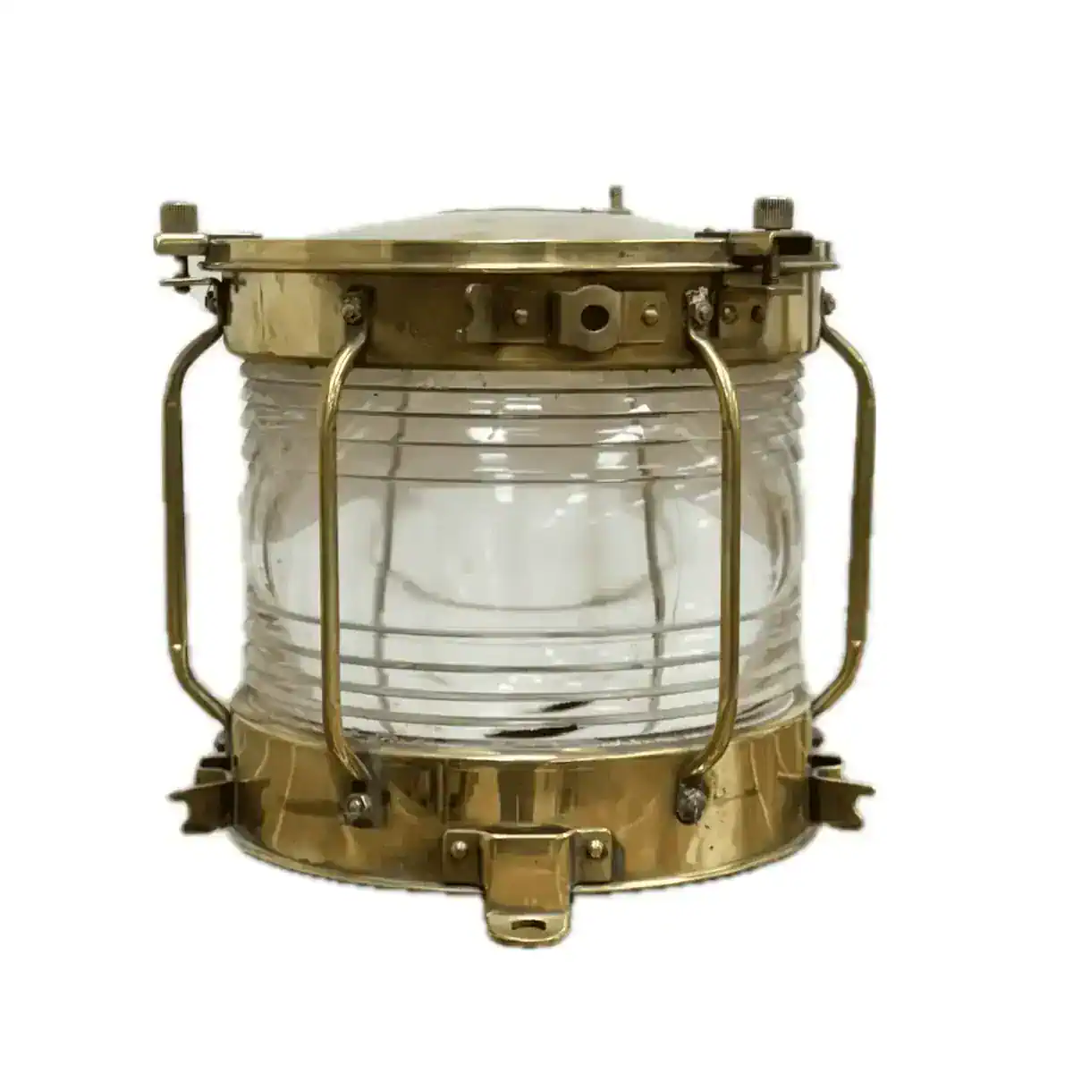 1979-Nippon-Sento-Brass-Navigation-Light-with-Fresnel-Lens-IndoorOutdoor-Use Vintage Authentic Navigation light - Clear Lens