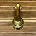 Top View of Brass Wall Light with Red Glass Globe