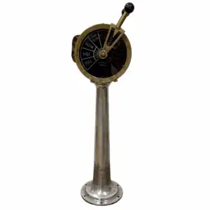 Vintage Wilkens & Co Ship Telegraph full front view with pedestal