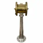 Side view of brass and aluminum maritime telegraph pedestal