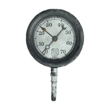 Front view of Ashcroft altitude gauge with no background