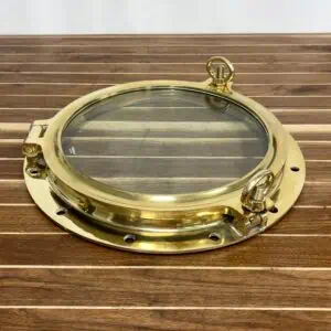 Front view of 21-inch brass porthole