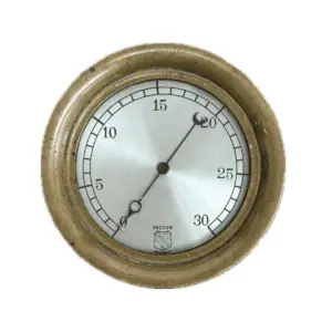 Front view of Ashcroft Brass Vacuum Gauge, 10.75 inches, with 0-30 range.
