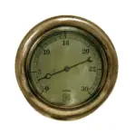 Front view of the 10.75-inch Brass Vacuum Gauge by Ashcroft MFG. Co.