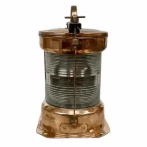 Copper Fresnel lens light – main white background view