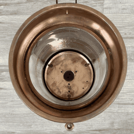 225 Degree Copper Clear Fresnel Lens Light (7) Interior showing Fresnel lens and unwired housing