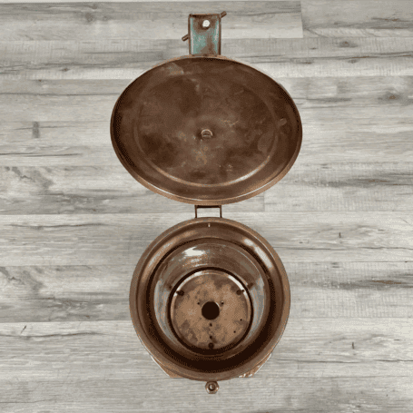 225 Degree Copper Clear Fresnel Lens Light (8) Lid open showing interior of copper housing
