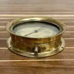 Front view of an Antique American Bourdon Gauge by American Steam Gauge & Valve MFG. Co., solid brass,