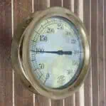 Authentic Brass Steam Gage Crosby Boston USA placed on a wall