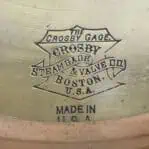 The brass steam gage company name engraving