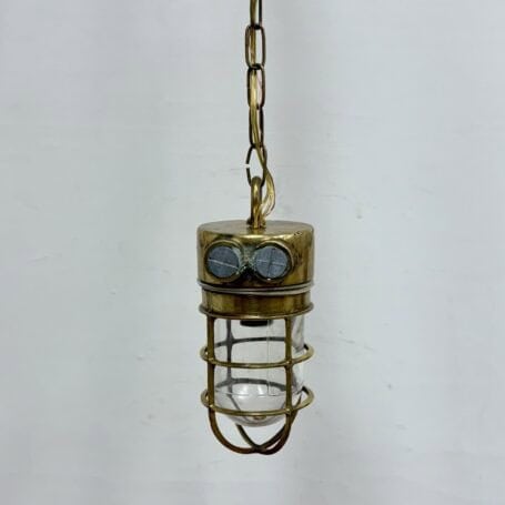 Chain Hung Brass Engine Room Ceiling Light (6) Back view of the Chain Hung Brass Engine Room Ceiling Light displaying its durable brass construction.