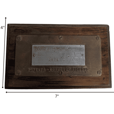 Electric Protection Plaque by ADT 02 Dimensions of brass plaque