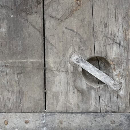 Authentic Liberty Ship Hatch Cover Handle detail with plank gap on Liberty Ship hatch cover